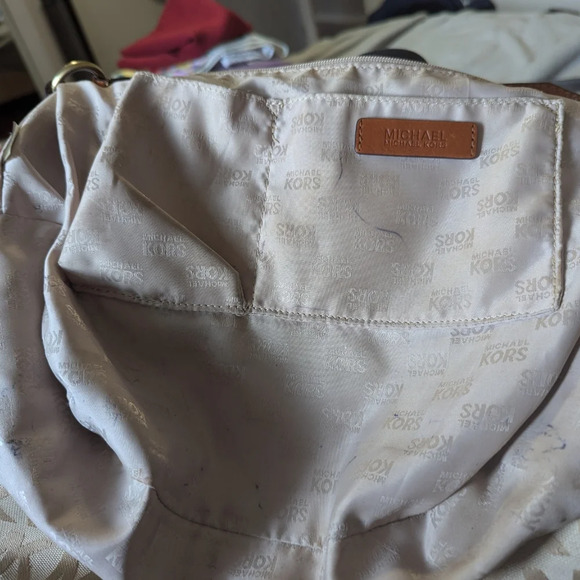 Michael Kors Large Signature Canvas  and Leather Studded Hobo Bag - Picture 9 of 16